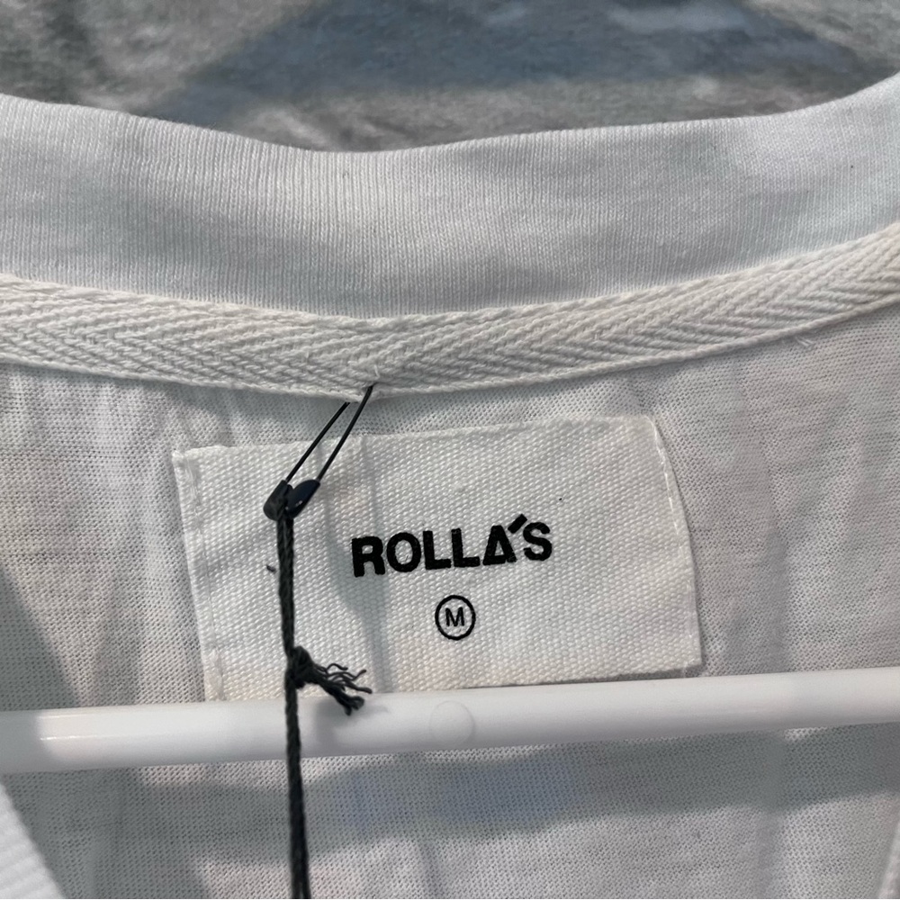 NWT Rollas Men’s Medium Bird Head Chain Stitch White T-shirt - Picture 5 of 7